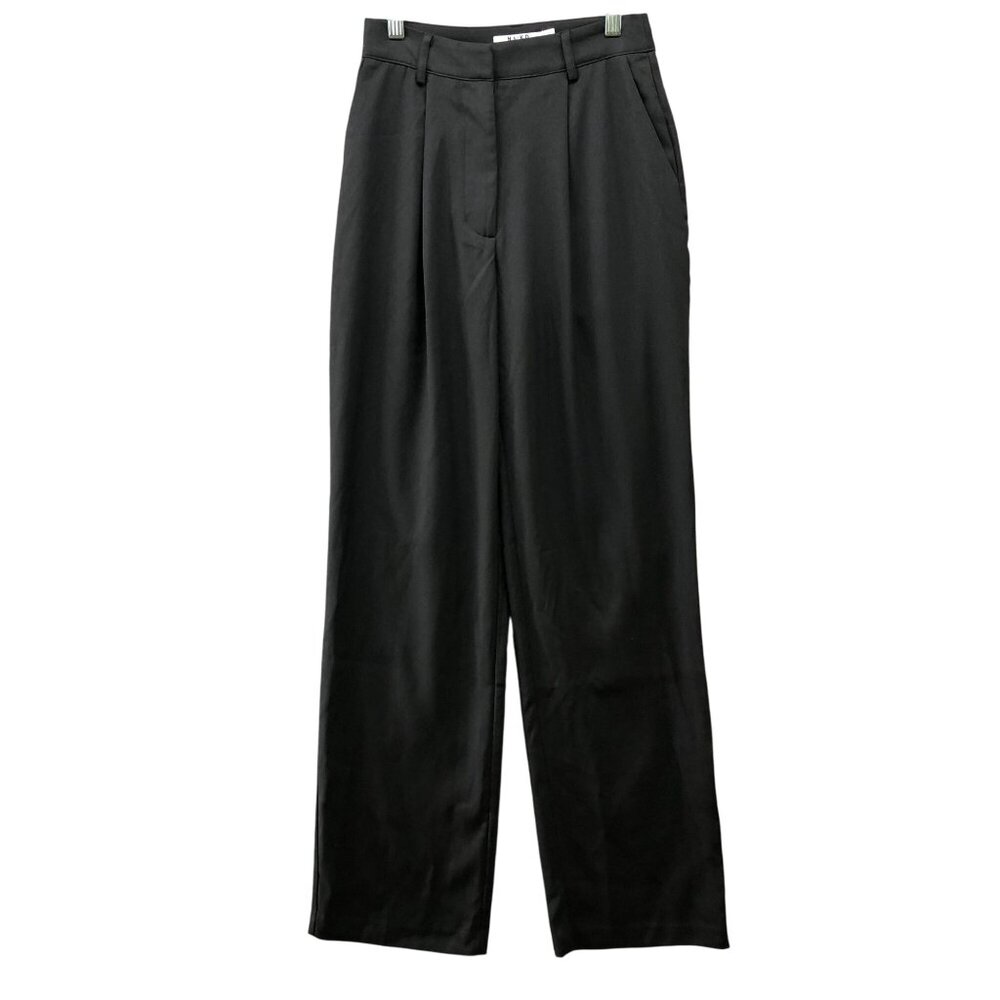 NA-KD High Waisted Wide Leg Dress Pants Womens 2 (32) Black Pleated Front Flowy
